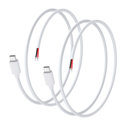 PNGKNYOCN USB C Pigtail Stromkabel, 2 Pack 20AWG 5V/5A USB Typ C Stecker 2 Pin Bare Wire Verlängerungskabel für DIY Geräte Installieren Reparieren (0.5M/1.6FT) von PNGKNYOCN