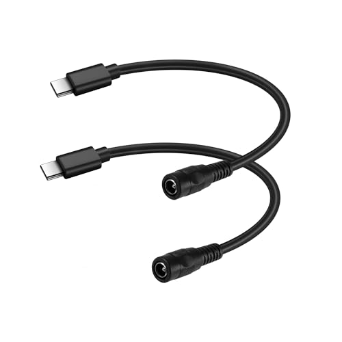 PNGKNYOCN USB-C zu DC kurzes Kabel, 15cm 5A USB Typ C Stecker zu DC 5.5 x 2.1mm Buchse Strom Ladekabel für Laptop, Tablets, Telefone etc（2-Pack） von PNGKNYOCN