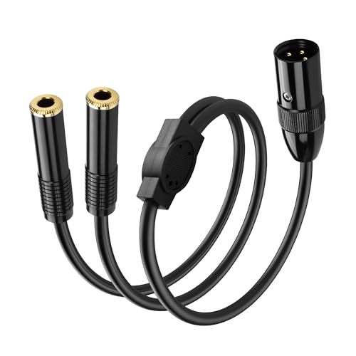 PNGKNYOCN XLR Stecker zu Dual 6.35mm Y Splitter Kabel, 3Pin XLR Stecker Dual 6.35mm (1/4inch) TRS Buchse Mikrofon Audio Konverter Kabel（0.5M/1.6FT） von PNGKNYOCN