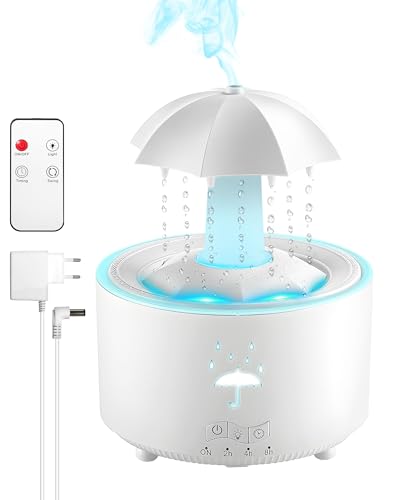PNGOS Luftbefeuchter Kinderzimmer 300ML, Rotierender Regentropfen Luftbefeuchter Luft, 7-Farben LED Aromatherapie Diffusor für Büro,Schlafzimmer,Auto,Desktop von PNGOS