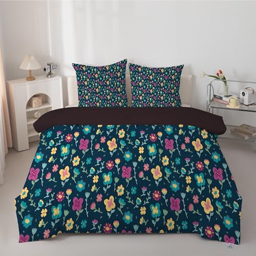 Kleine Blumen Bettdecke 135x200 4 Jahreszeiten, Pflanzendrucke Bettdecke ohne Bezug, Bequeme und Weiche Ganzjahresdecke, Moderner Stil Muster Waschbar Schlafdecke mit 2 Kissenbezüge 80x80 cm, A211 Kleine Blumen Bettdecke 135x200 4 Jahreszeiten, Pflanzendrucke Bettdecke ohne Bezug, Bequeme und Weiche Ganzjahresdecke, Moderner Stil Muster Waschbar Schlafdecke mit 2 Kissenbezüge 80x80 cm, A211 von PNHCL