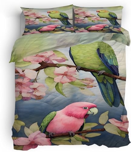 PNHCL Bettwäsche 155 x 220 cm 3 Teilig - Papagei Blumen Kinder Bettbezug mit Reißverschluss, Tiere Wendebettwäsche Set mit 2 Kissenbezug 80x80 cm Q&45 PNHCL Bettwäsche 155 x 220 cm 3 Teilig - Papagei Blumen Kinder Bettbezug mit Reißverschluss, Tiere Wendebettwäsche Set mit 2 Kissenbezug 80x80 cm Q&45 von PNHCL
