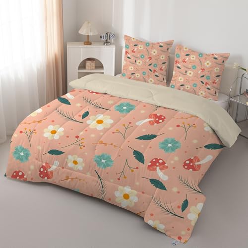 PNHCL Blumen Pilz Bettdecke 200x200cm, Pflanzendrucke Bettdecke ohne Bezug, Bequeme und Weiche Ganzjahresdecke, Moderner Stil Muster Waschbar Schlafdecke mit 2 Kissenbezüge 80x80 cm, A241 PNHCL Blumen Pilz Bettdecke 200x200cm, Pflanzendrucke Bettdecke ohne Bezug, Bequeme und Weiche Ganzjahresdecke, Moderner Stil Muster Waschbar Schlafdecke mit 2 Kissenbezüge 80x80 cm, A241 von PNHCL