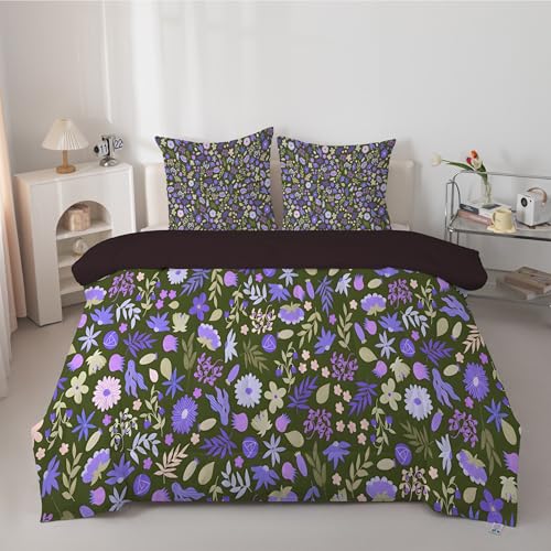 PNHCL Kleine Blumen Bettdecke 200x200cm, Pflanzendrucke Bettdecke ohne Bezug, Bequeme und Weiche Ganzjahresdecke, Moderner Stil Muster Waschbar Schlafdecke mit 2 Kissenbezüge 80x80 cm, A217 PNHCL Kleine Blumen Bettdecke 200x200cm, Pflanzendrucke Bettdecke ohne Bezug, Bequeme und Weiche Ganzjahresdecke, Moderner Stil Muster Waschbar Schlafdecke mit 2 Kissenbezüge 80x80 cm, A217 von PNHCL