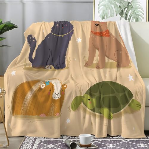 PNHCL Kuscheldecke Flauschig Decke Cartoon Kätzchen - Schildkrötenlamm Zimmer Deko Fleecedecke - Cozy Furry Flanell Wohndecke Ideal als Sofadecke oder Tagesdecke 140x200 A46 von PNHCL