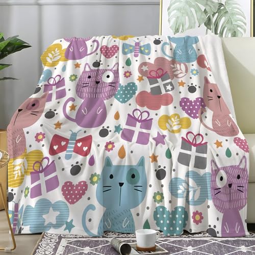 PNHCL Kuscheldecke Flauschig Decke Cartoon Katze - Katzen-Bonbonbox Zimmer Deko Fleecedecke - Cozy Furry Flanell Wohndecke Ideal als Sofadecke oder Tagesdecke 160x200 A02 PNHCL Kuscheldecke Flauschig Decke Cartoon Katze - Katzen-Bonbonbox Zimmer Deko Fleecedecke - Cozy Furry Flanell Wohndecke Ideal als Sofadecke oder Tagesdecke 160x200 A02 von PNHCL