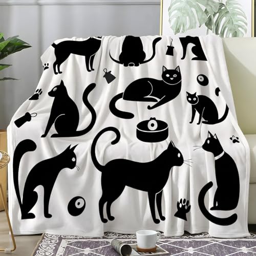 PNHCL Kuscheldecke Flauschig Decke Linien Katzenschatten - Schwarze Katze im Alltag Zimmer Deko Fleecedecke - Cozy Furry Flanell Wohndecke Ideal als Sofadecke oder Tagesdecke 100x200 A04 PNHCL Kuscheldecke Flauschig Decke Linien Katzenschatten - Schwarze Katze im Alltag Zimmer Deko Fleecedecke - Cozy Furry Flanell Wohndecke Ideal als Sofadecke oder Tagesdecke 100x200 A04 von PNHCL