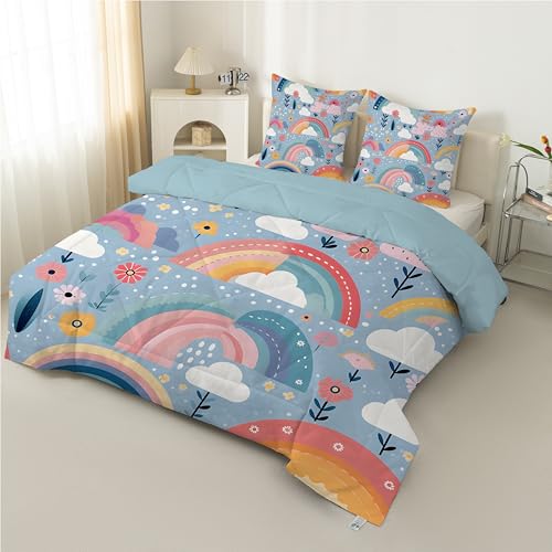 PNHCL Regenbogen Bettdecke 200x200cm 4 Jahreszeiten - Blumen Bettdecke Ohne Bezug, Niedlicher Cartoon Wende Steppdecke Quilt Ganjahresdecke Schlafdecke für Raumdekoration LN-4 PNHCL Regenbogen Bettdecke 200x200cm 4 Jahreszeiten - Blumen Bettdecke Ohne Bezug, Niedlicher Cartoon Wende Steppdecke Quilt Ganjahresdecke Schlafdecke für Raumdekoration LN-4 von PNHCL