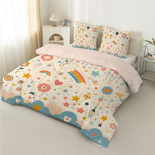 PNHCL Stern Bettdecke 155x220 - Regenbogen Druck Bettdecke Ohne Bezug Nutzbar, Karikatur Steppdecke Quilt 4 Jahreszeiten für Teenager Jungen Mädchen Raumdekoration LQ-11 PNHCL Stern Bettdecke 155x220 - Regenbogen Druck Bettdecke Ohne Bezug Nutzbar, Karikatur Steppdecke Quilt 4 Jahreszeiten für Teenager Jungen Mädchen Raumdekoration LQ-11 von PNHCL