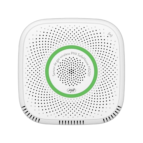 Methangassensor (CH4) PNI SafeHouse HS201 mit WLAN, Steuerung über die Tuya Smart-Anwendung, 230-V-Stromversorgung, 70 dB, Sprachansage, akustischer und visueller Alarm, Magnetventilausgang von PNI