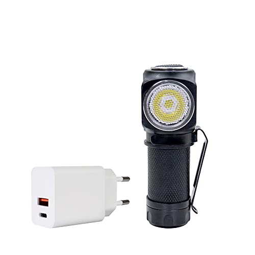 PNI Adventure F75 Fronttaschenlampenpaket mit LED 6W, 600 lm, aus Aluminium, mit Akku und Netzteil CHG300 mit USB-C-Anschluss, QC3.0, PD3.0, PPS und USB-A-Anschluss, 30W von PNI