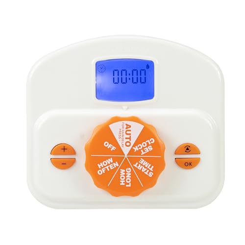 PNI Bewässerungsprogrammierer WT09, LCD-Display, automatische und manuelle Bewässerung, Einstellung von Uhrzeit, Dauer und Tagen der Bewässerung, weiß orange von PNI