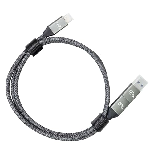 PNI CD600 USB Typ-C auf Typ-C 60W Daten- und Ladekabel + USB Typ-C auf USB-A Adapter, Länge 1m von PNI