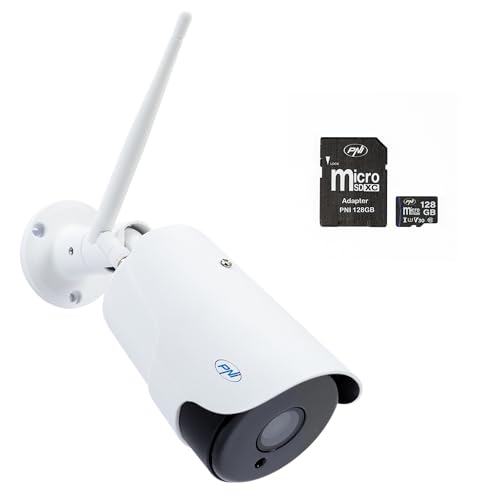 PNI House IP52LR 2MP 1080P drahtloses Videoüberwachungskamerapaket mit IP 128 GB MicroSD-Speicherkarte mit SD-Adapter von PNI
