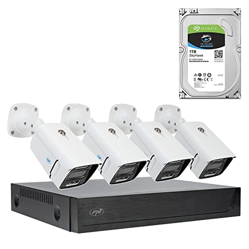 PNI House IPMAX POE 3 Videoüberwachungskit, 4 Kameras mit 3 MP, Outdoor, Power Over Ethernet, Bewegungserkennung, 1 TB HDD von PNI