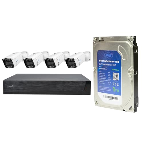 PNI House IPMAX POE 3 Videoüberwachungskit, NVR mit 4 POE-Ports mit 4 3MP IP-Kameras, Outdoor und PNI SafeHouse 1 TB Festplatte im Lieferumfang enthalten von PNI