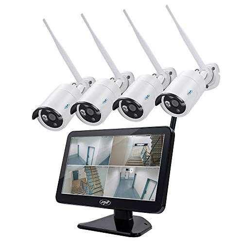 PNI House WiFi650 Videoüberwachungskit - 4 Kameras Full HD Wi-Fi P2P und 12 Zoll LCD-Monitor von PNI
