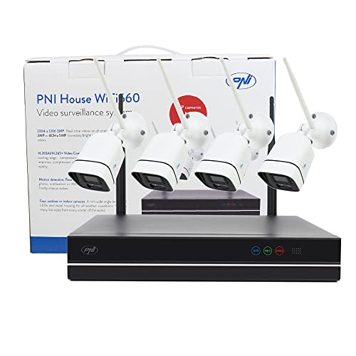 PNI House WiFi660 NVR 8-Kanal-Videoüberwachungskit und 4 drahtlose Außenkameras 3MP, P2P, IP66 von PNI