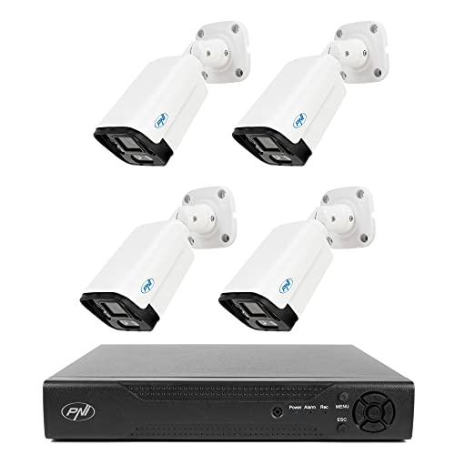 PNI NVR House IP716 Videoüberwachungspaket, 16 Kanäle 4K, H.265,4 IP125 Kameras, 5MP, IP66 von PNI