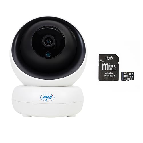 PNI Paket IP735 3 MP Videoüberwachungskamera mit IP P2P 128 GB MicroSD-Speicherkarte mit SD-Adapter von PNI