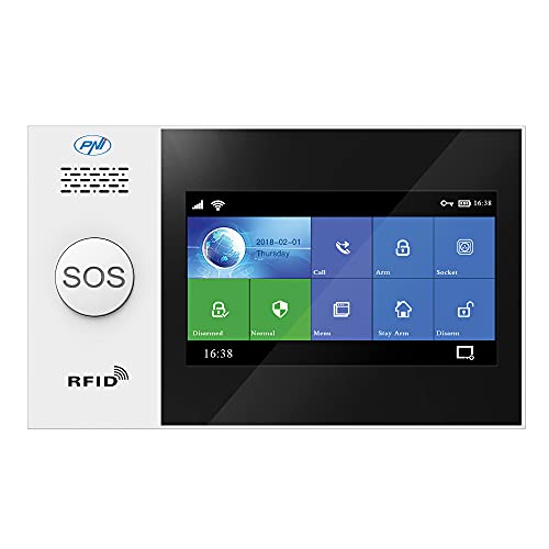 PNI SafeHouse HS650 WiFi GSM 4G Funkalarmsystem, mit Touchscreen, unterstützt 100 Funkzonen und 4 kabelgebundene Zonen, kompatibel mit der Tuya Smart-Anwendung, SMS-Alarm, Sprachanruf von PNI