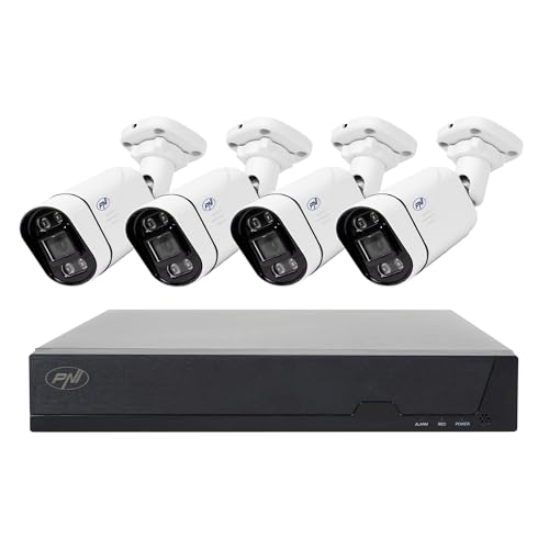 PoE PNI House IPMAX PoE 5 NVR Videoüberwachungskit mit 4 PoE-Anschlüssen und 4 IP-Kameras 5 MP, 1920p, XMEye App für Smartphones und CMS General für Windows, IP66-Bewertung von PNI