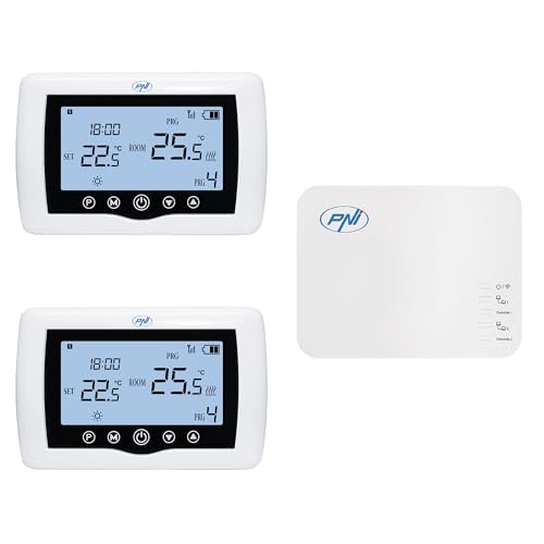 Smart-Thermostat PNI CT410 PRO kabellos, mit WLAN, Steuerung von 2 Zonen über das Internet, für Heizanlagen, Pumpen, Magnetventile, TuyaSmart APP, Hysterese 0,2 Grad C, White von PNI