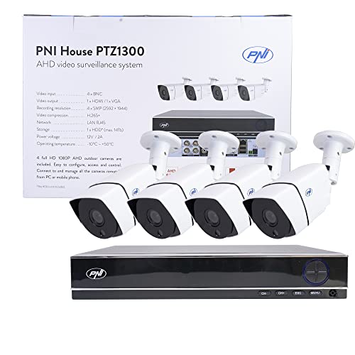 Videoüberwachungsset AHD PNI House PTZ1300 Full HD - NVR und 4 Außenkameras 2MP Full HD 1080P von PNI