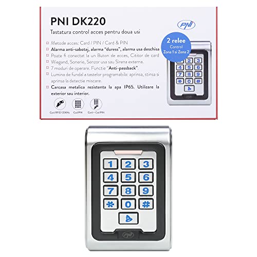 Zutrittskontrolltastatur PNI DK220, Standalone, außen und innen, IP65, mit 2 Relais von PNI