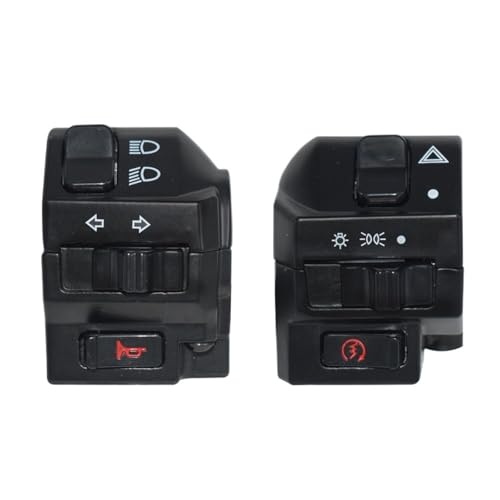 PNMNZTPAP Schwarz 7/8" 22mm Motorrad-Lenkerschalter Hupe Blinker Scheinwerfer Nebelscheinwerfer Elektrostart Lenkerschalter Motorrad-Lenkerschalter(Left And Right) von PNMNZTPAP