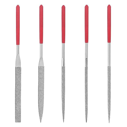 PNOOFR 5 Stück Mini Feilen Set Nadelfeilen Set Metall Hochwertiges Profi Feilensatz Metall Mini Diamantfeile Metall Diamantnadelfeilen Set Feilenset Diamant Feilen Feile für Werkstatt Heimwerken von PNOOFR