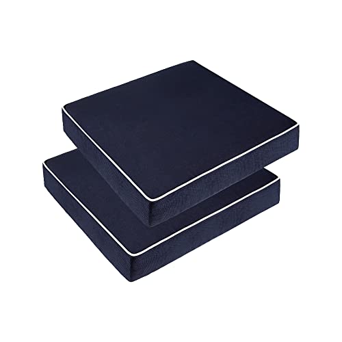 PNP FKJP 2 Stück Outdoor-Stuhlkissen, wetterfestes Terrassen-Sitzkissen mit rutschfesten Bändern, 50,8 x 50,8 x 10,2 cm, Marineblau (Kissen + Bezug) von PNP FKJP