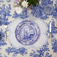 Aquelle Weiß Handgemachte Stoff Tischset Blau Trim Rechteck Rand Wasserdicht Gestickt Personalisierte Für Esstisch Dekor von PNRDecorShop