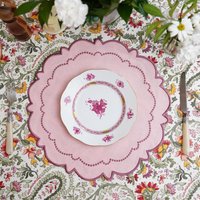 Harmony Pink Handgemachter Stoff Tischset Ausgebogter Rand Wasserdicht Besticktes Für Esstisch Dekor Luxus von PNRDecorShop