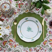 Klee Grün Handgemachte Stoff Tischset Weiß Trim Bogenrand Wasserdicht Gestickt Personalisierte Für Esstisch Dekor von PNRDecorShop
