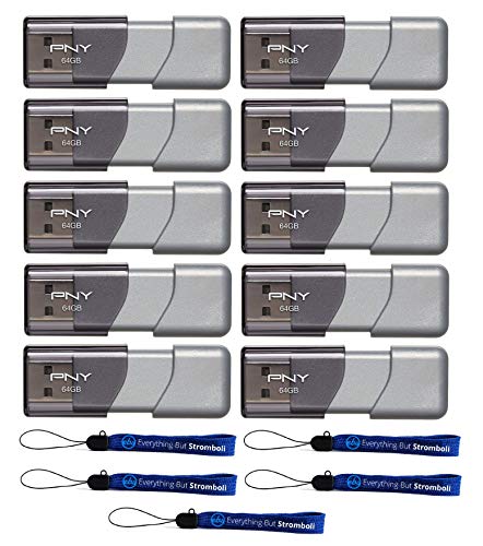 PNY 64 GB USB 3.0 Flash Drive Elite Turbo Attache 3 (Paket mit 5) Everything But Stromboli (TM) Lanyard (Modell P-FD64GTBOP-GE) von PNY