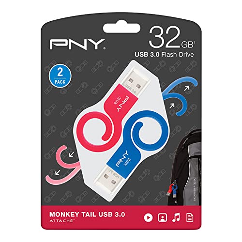 PNY AFFE Schwanz USB 3.0 Flash Drive, 32 GB Flaschensauger, blau & rot (p-fdu32gx2tbmnk-ge) von PNY