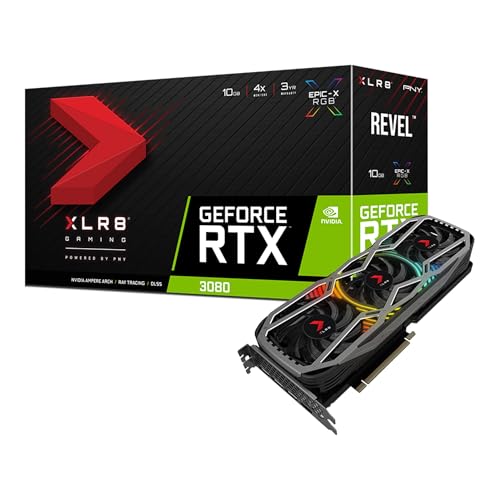 PNY GeForce RTX 3080 10 GB XLR8 Gaming Revel Epic-X RGB Triple Fan LHR Grafikkarte Schwarz/Silber von PNY