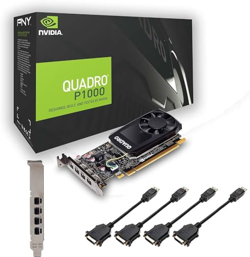 PNY Nvidia Quadro P1000 4GB GDDR5 4x Mini DisplayPort Low & High Profile Bracket Professionelle Grafikkarte - Schwarz - inkl. 4 Displaykabel PNY Nvidia Quadro P1000 4GB GDDR5 4x Mini DisplayPort Low & High Profile Bracket Professionelle Grafikkarte - Schwarz - inkl. 4 Displaykabel von PNY
