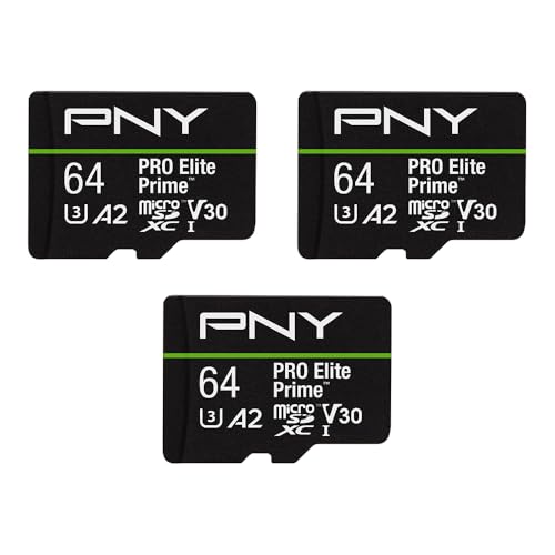 PNY Paquete de 3 Tarjetas Memoria microSDXC 64GB Pro Elite Prime Class 10 U3 V30 A2 + Adaptador SD - Hasta 200MB/s, Class 10, U3, V30, A2, 4K UHD, Full HD, UHS-I PNY Paquete de 3 Tarjetas Memoria microSDXC 64GB Pro Elite Prime Class 10 U3 V30 A2 + Adaptador SD - Hasta 200MB/s, Class 10, U3, V30, A2, 4K UHD, Full HD, UHS-I von PNY