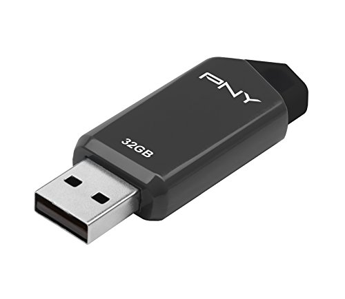 PNY Retract USB-2.0-Flash-Laufwerk, 32 GB, Grau, Blau oder Rot – Farbe kann variieren (P-FD32GRTCG-GE) von PNY