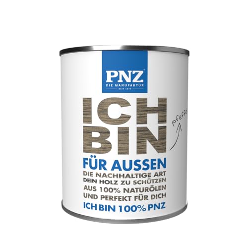 Das PNZ-Öl für Außen | mit über 95% nachwachsenden Rohstoffen | Made in Germany | Holzdeck, Holz-Terrasse, Fenster, Türen, Gartenhäuser, Spielgeräte, Gebinde:0.75L, Farbe:pfeffer von PNZ