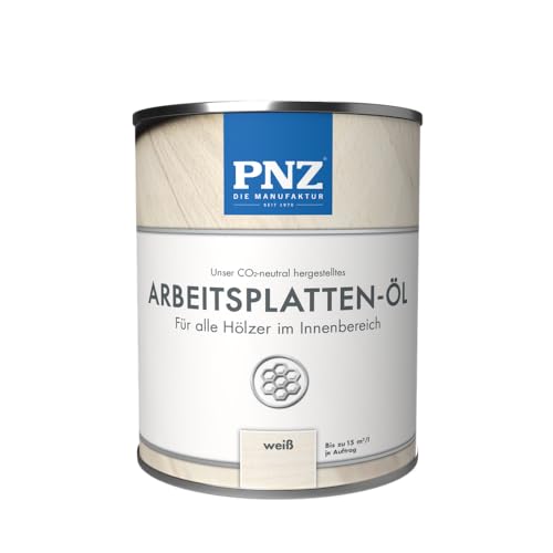 PNZ Arbeitsplatten-Öl für Innen | Nachhaltig hergestellt mit regionalen Rohstoffen | Made in Germany | für Küchenholz, Arbeitsplatten, Schneidebretter, Gebinde:0.75L, Farbe:weiß von PNZ