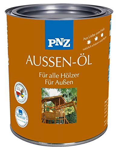 PNZ Außen-Öl | Nachhaltig hergestellt mit regionalen Rohstoffen | Made in Germany | Holzdeck, Holz-Terrasse, Fenster, Türen, Gartenhäuser, Spielgeräte, Gebinde:0.75L, Farbe:blaugrau von PNZ