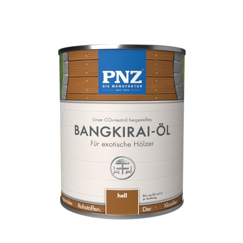 PNZ Bangkirai Öl - für Außen | Nachhaltig hergestellt mit regionalen Rohstoffen | Made in Germany | passend für Holzdeck, Holz-Terrasse, GartenMöbel, Gartenhaus, Zaun, Gebinde:0.75L, Farbe:bangkirai hell von PNZ