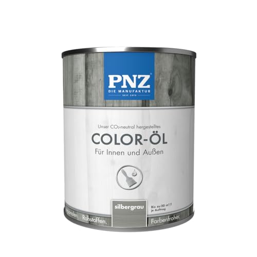 PNZ Color-Öl für Innen und Außen | lösemitttelfreies Farböl | Nachhaltig hergestellt mit regionalen Rohstoffen | für alle Hölzer, auch Bienenhäuser, Gebinde:0.75L, Farbe:silbergrau von PNZ