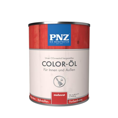 PNZ Color-Öl für Innen und Außen | lösemitttelfreies Farböl | Nachhaltig hergestellt mit regionalen Rohstoffen | für alle Hölzer, auch Bienenhäuser, Gebinde:0.75L, Farbe:mohnrot von PNZ