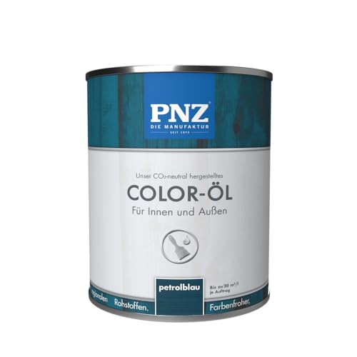 PNZ Color-Öl für Innen und Außen | lösemitttelfreies Farböl | Nachhaltig hergestellt mit regionalen Rohstoffen | für alle Hölzer, auch Bienenhäuser, Gebinde:0.75L, Farbe:petrolblau von PNZ
