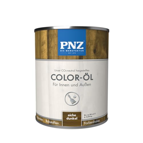 PNZ Color-Öl für Innen und Außen | lösemitttelfreies Farböl | Nachhaltig hergestellt mit regionalen Rohstoffen | für alle Hölzer, auch Bienenhäuser, Gebinde:0.25L, Farbe:eiche dunkel von PNZ