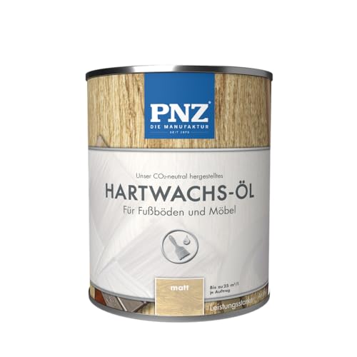 PNZ Hartwachsöl für Innen | Nachhaltig hergestellt mit regionalen Rohstoffen | Made in Germany | passend für Arbeitsplatte, Holzmöbel, Parkett, Holzboden, Gebinde:0.75L, Farbe:matt von PNZ